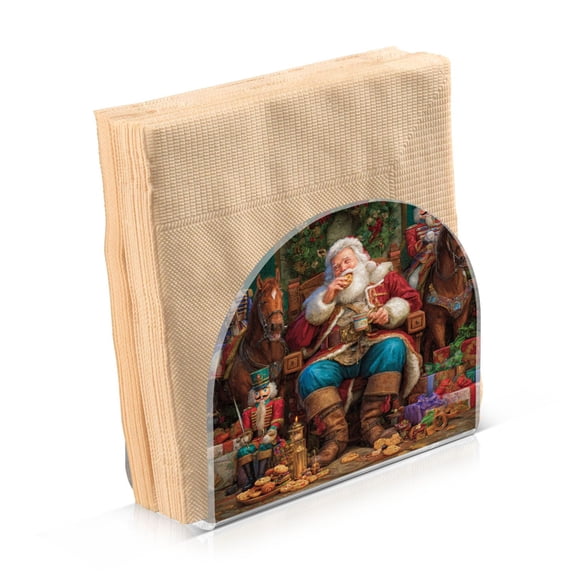 Napkin Holder for Table Kitchen Paper Tissue Organization Standing Paper Napkin Storage Santa Eating Cookies