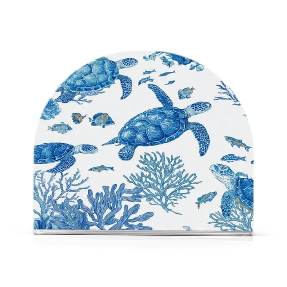 Napkin Holder for Table Kitchen Paper Tissue Organization Standing Paper Napkin Storage Sea Turtles and Coral Reefs
