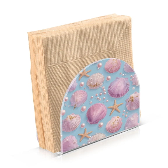 Napkin Holder for Table Kitchen Paper Tissue Organization Standing Paper Napkin Storage Seashells and Pearls Pattern
