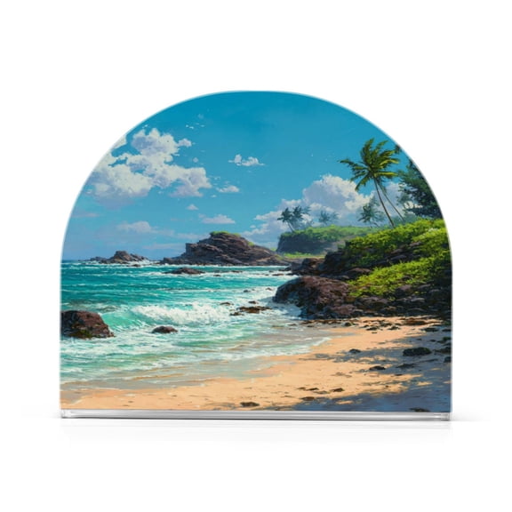 Napkin Holder for Table Kitchen Paper Tissue Organization Standing Paper Napkin Storage Serene Beach Scene