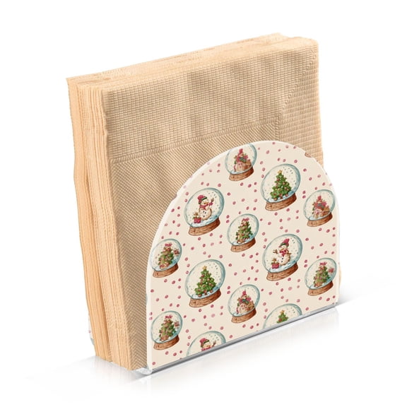 Napkin Holder for Table Kitchen Paper Tissue Organization Standing Paper Napkin Storage Snow Globe Pattern