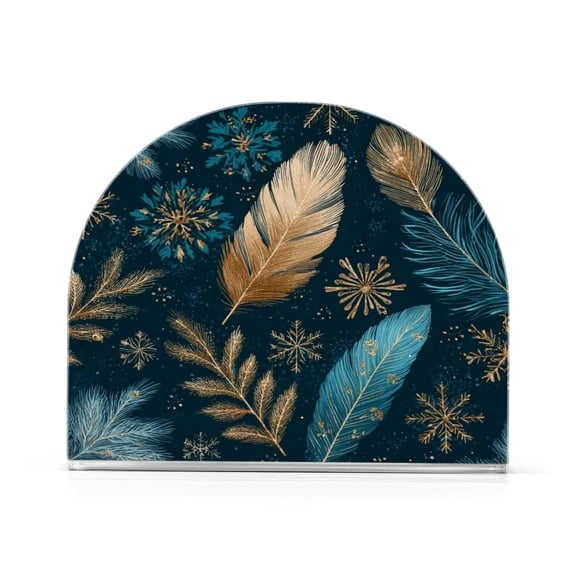 Napkin Holder for Table Kitchen Paper Tissue Organization Standing Paper Napkin Storage Snowflake and Feather Pattern