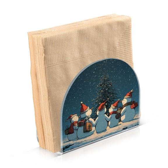 Napkin Holder for Table Kitchen Paper Tissue Organization Standing Paper Napkin Storage Snowman with A Christmas Hat