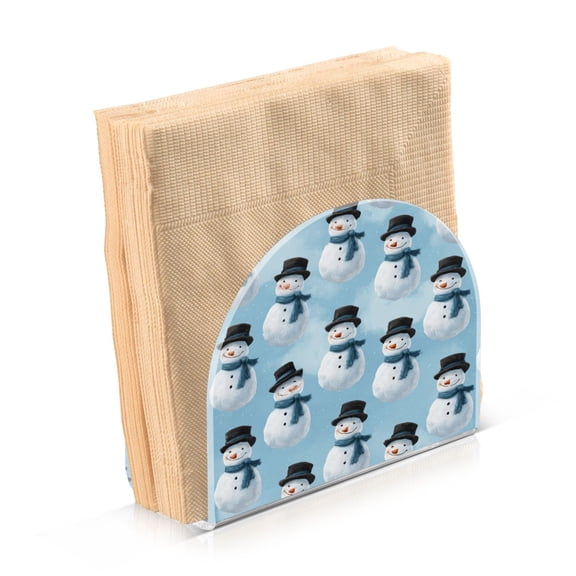 Napkin Holder for Table Kitchen Paper Tissue Organization Standing Paper Napkin Storage Snowmen with Black Top Hats