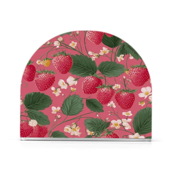 Napkin Holder for Table Kitchen Paper Tissue Organization Standing Paper Napkin Storage Strawberries and Green Leaves