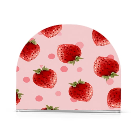 Napkin Holder for Table Kitchen Paper Tissue Organization Standing Paper Napkin Storage Strawberry and Pink Polka