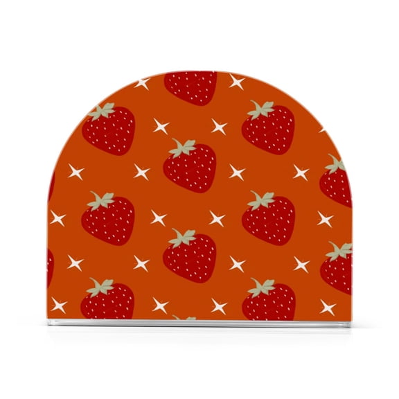 Napkin Holder for Table Kitchen Paper Tissue Organization Standing Paper Napkin Storage Strawberry and White Stars Pattern