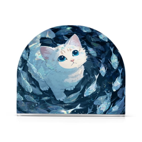 Napkin Holder for Table Kitchen Paper Tissue Organization Standing Paper Napkin Storage Swirl Fish and Cat