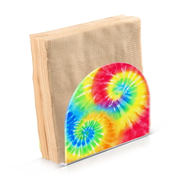 Napkin Holder for Table Kitchen Paper Tissue Organization Standing Paper Napkin Storage Tie-dyed Colorful Spiral Pattern