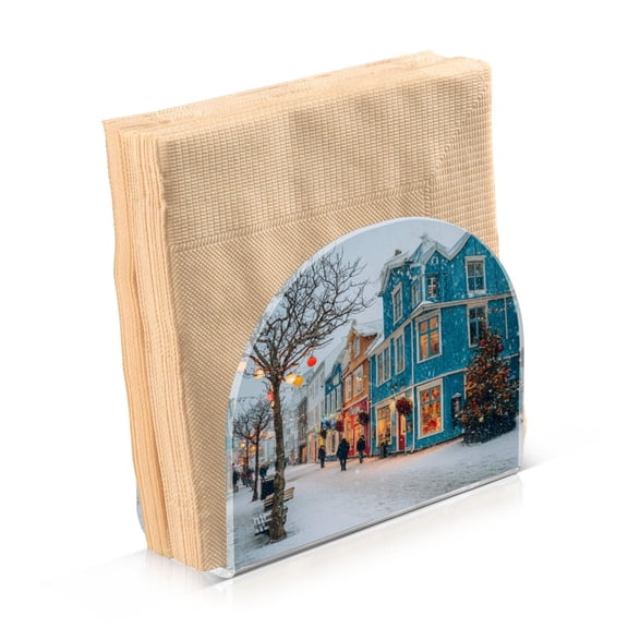 Napkin Holder for Table Kitchen Paper Tissue Organization Standing Paper Napkin Storage Town in Winter