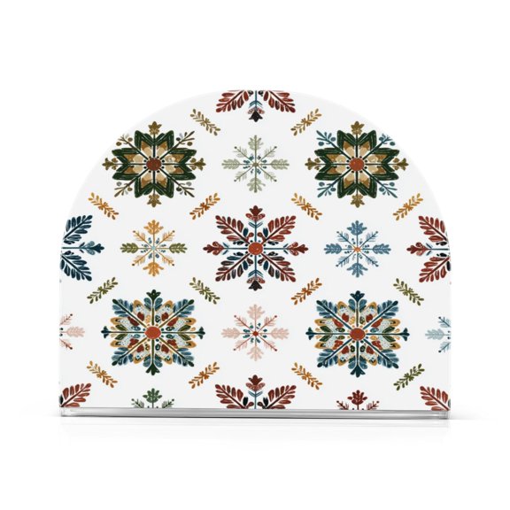 Napkin Holder for Table Kitchen Paper Tissue Organization Standing Paper Napkin Storage Traditional Snowflakes Motifs