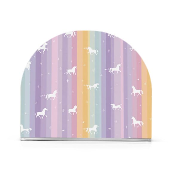 Napkin Holder for Table Kitchen Paper Tissue Organization Standing Paper Napkin Storage Unicorns and Rainbow Stripes