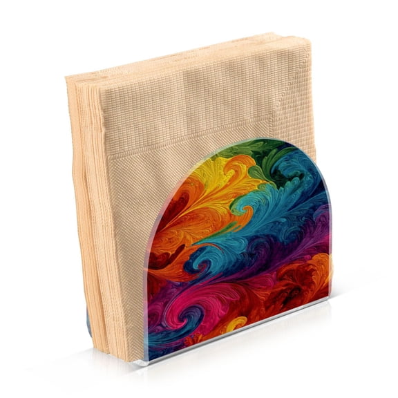Napkin Holder for Table Kitchen Paper Tissue Organization Standing Paper Napkin Storage Vibrant Colorful Tie-dye Pattern