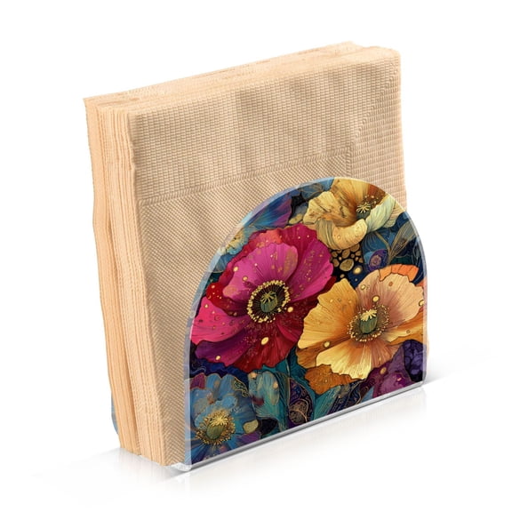 Napkin Holder for Table Kitchen Paper Tissue Organization Standing Paper Napkin Storage Vibrant and Intricate Flowers