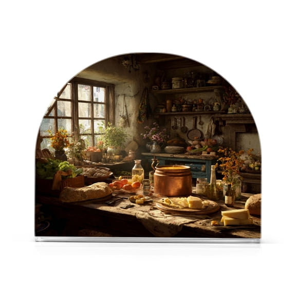 Napkin Holder for Table Kitchen Paper Tissue Organization Standing Paper Napkin Storage Vintage Kitchen Scene