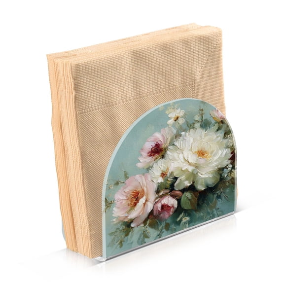 Napkin Holder for Table Kitchen Paper Tissue Organization Standing Paper Napkin Storage Vintage Peonies and Daisies