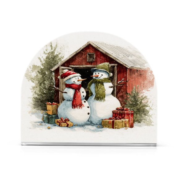 Napkin Holder for Table Kitchen Paper Tissue Organization Standing Paper Napkin Storage Watercolor Clipart Snowmen