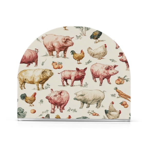 Napkin Holder for Table Kitchen Paper Tissue Organization Standing Paper Napkin Storage Watercolor Farm Animals