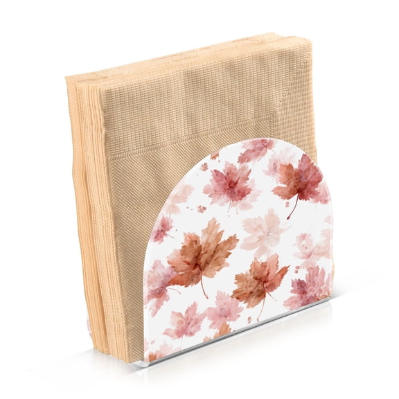 Napkin Holder for Table Kitchen Paper Tissue Organization Standing Paper Napkin Storage Watercolor Pink Maple Leaves