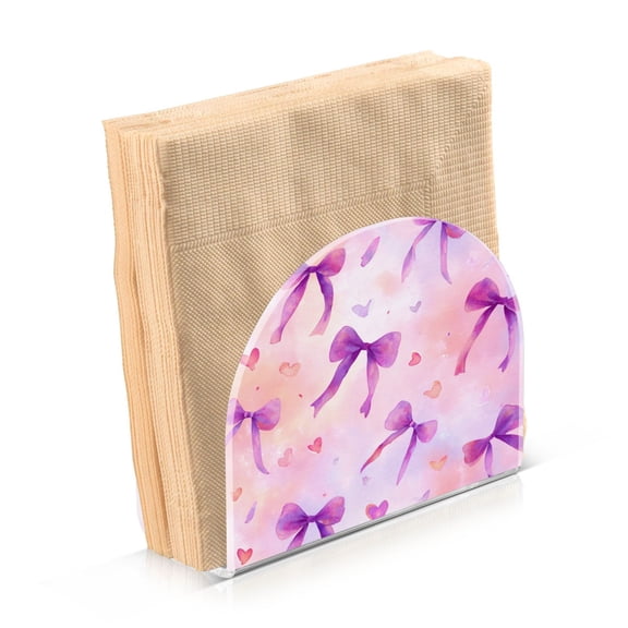 Napkin Holder for Table Kitchen Paper Tissue Organization Standing Paper Napkin Storage Watercolor Purple Bows