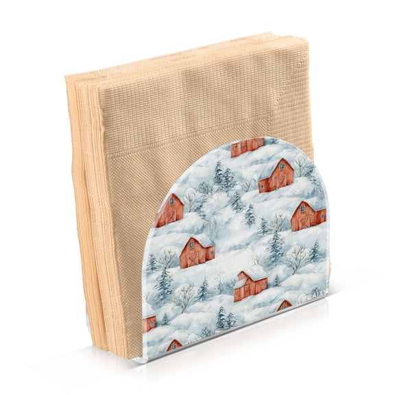 Napkin Holder for Table Kitchen Paper Tissue Organization Standing Paper Napkin Storage Watercolor Red Bar Pattern