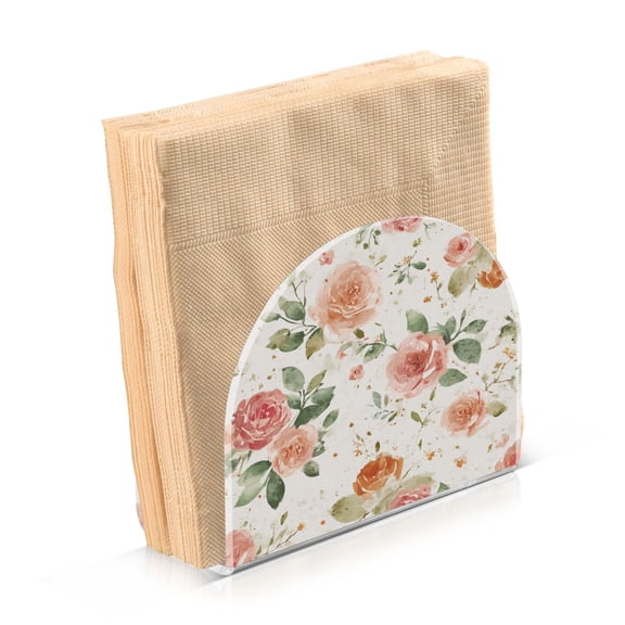 Napkin Holder for Table Kitchen Paper Tissue Organization Standing Paper Napkin Storage Watercolor Rose Floral Pattern