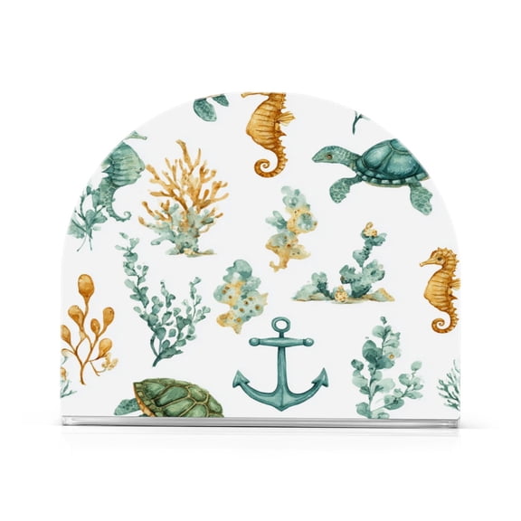 Napkin Holder for Table Kitchen Paper Tissue Organization Standing Paper Napkin Storage Watercolor Sea Life Pattern