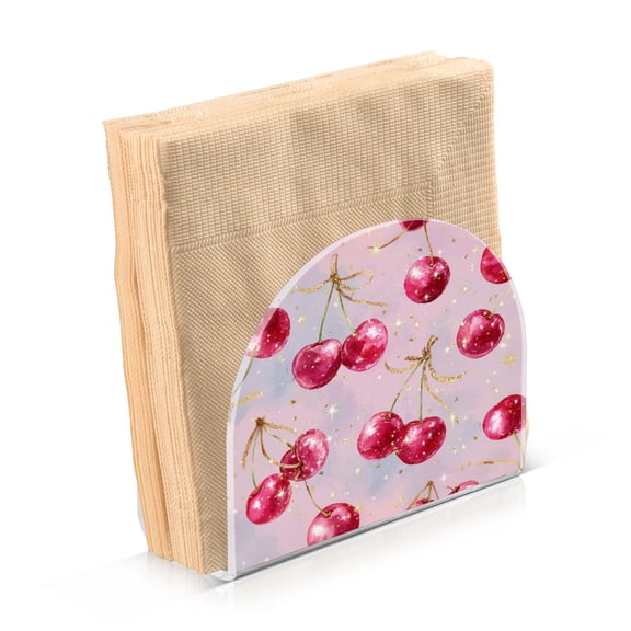 Napkin Holder for Table Kitchen Paper Tissue Organization Standing Paper Napkin Storage Watercolor Sparkling Cherries