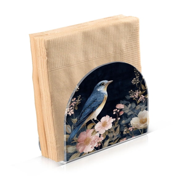 Napkin Holder for Table Kitchen Paper Tissue Organization Standing Paper Napkin Storage Watercolor Vintage Blue Bird