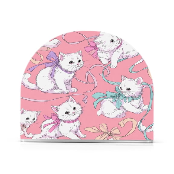 Napkin Holder for Table Kitchen Paper Tissue Organization Standing Paper Napkin Storage White Cat Pattern