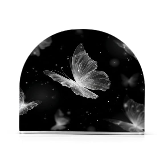 Napkin Holder for Table Kitchen Paper Tissue Organization Standing Paper Napkin Storage White Glowing Butterfly