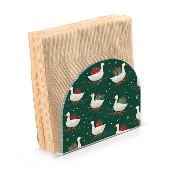 Napkin Holder for Table Kitchen Paper Tissue Organization Standing Paper Napkin Storage White Goose Carrying Christmas Gift