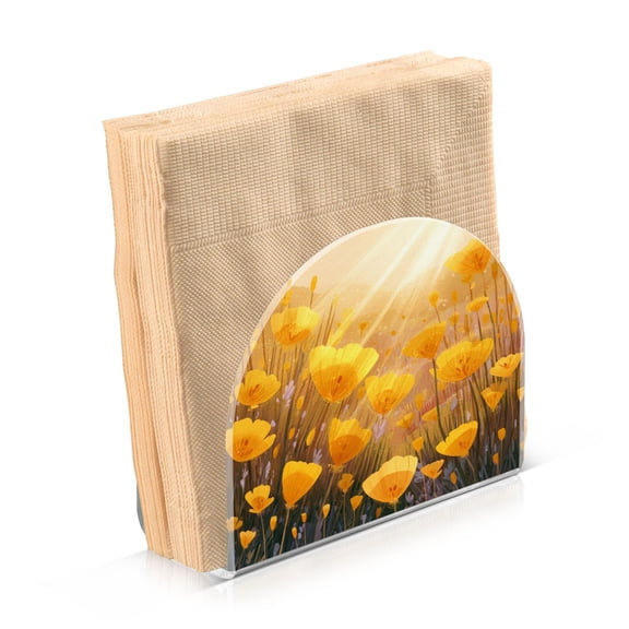 Napkin Holder for Table Kitchen Paper Tissue Organization Standing Paper Napkin Storage Yellow Flower Field