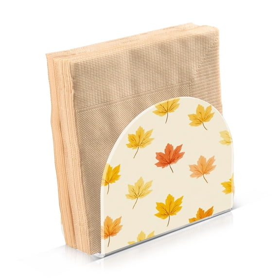 Napkin Holder for Table Kitchen Paper Tissue Organization Standing Paper Napkin Storage Yellow Maple Leaves Pattern