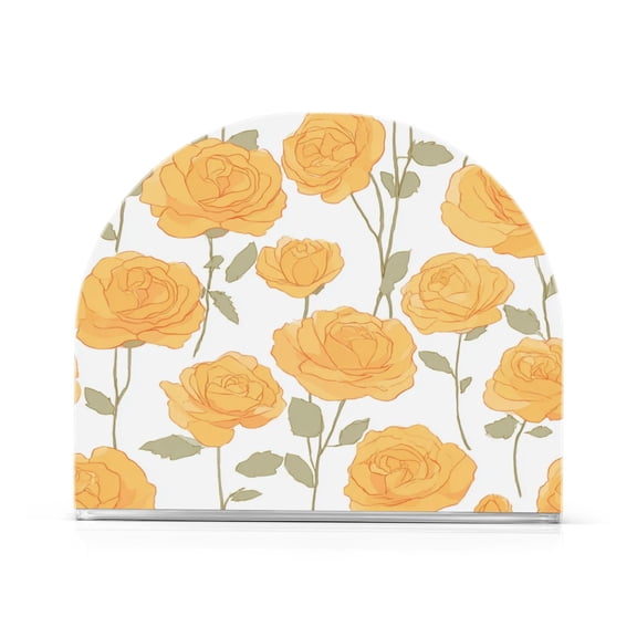 Napkin Holder for Table Kitchen Paper Tissue Organization Standing Paper Napkin Storage Yellow Roses Pattern