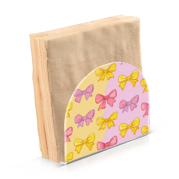 Napkin Holder for Table Kitchen Paper Tissue Organization Standing Paper Napkin Storage Yellow and Pink Bows