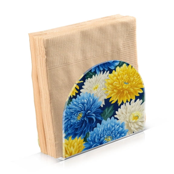 Napkin Holder for Table Kitchen Paper Tissue Organization Standing Paper Napkin Storage Yellow and White Chrysanthemum