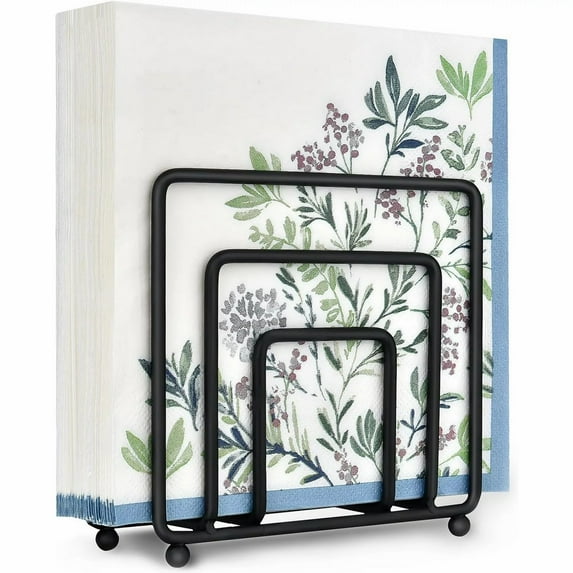 Napkin Holder for Table, Modern Metal Black Napkin Holders for Kitchen Dining Tables & Countertops (5.04"x5.4"x 2.17")