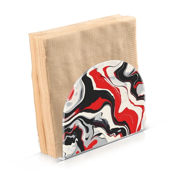 Napkin Holder for Table Red Black Liquid Marble Acrylic Clear Tissue Dispenser Stand Kitchen Dining Bar Tabletop Picnic Restaurant Decor