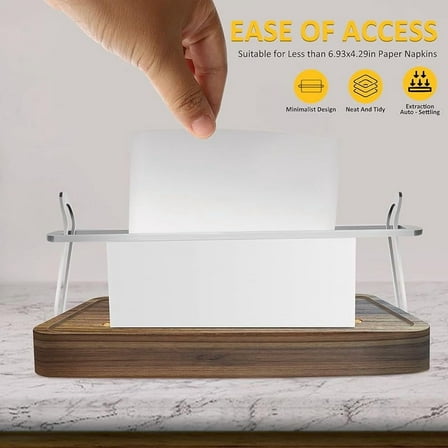 Napkin Holder for Table,Wood W Stainless Steel Napkin Dispenser,Napkin holders with Weighted Center Bar for Kitchen