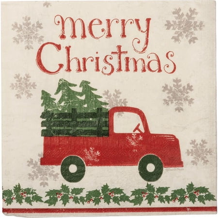 Napkin Lg - Truck & Tree