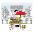 thumbnail image 1 of Napkin/Luncheon - "Fleurs de Paris" - Arc de Triomphe & Flower Cart Design, 1 of 1