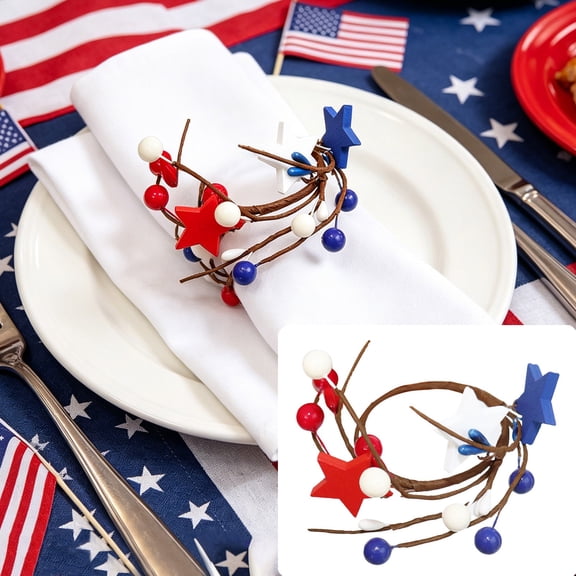 Napkin Ring Hotel Dining Table And Red Wine Bottle Decoration Circles Candle Ring Independence Day Theme Star Shaped Embellishment Napkin Ring, Independence Day Decor, 1PC
