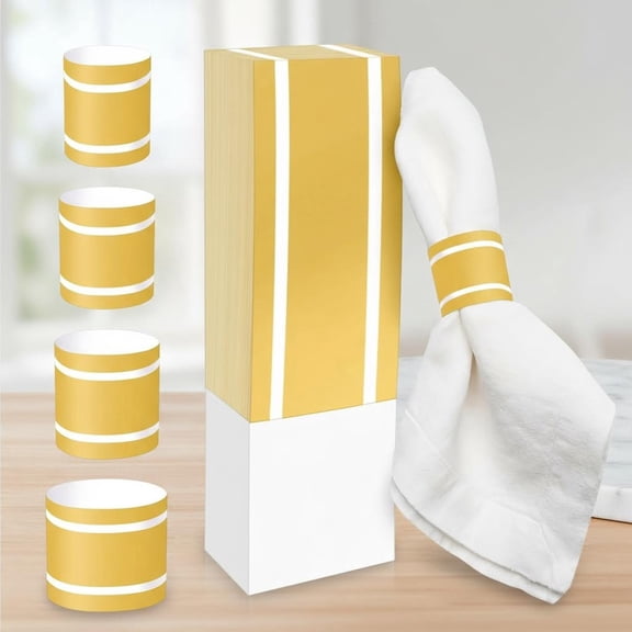 Napkin Ring Self Adhesive, Silverware Wraps Bands Bulk for Rolling Silverware Table Setup Wedding Event Party Supply (Gold)