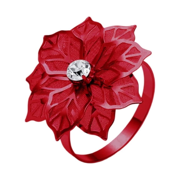 Napkin Ring Stainless Steel Flower Napkin Buckle Accessories Fine Dining Wedding Holiday Formal Dinner Party Napkin Holders Cloth Tie Napkin Clip for Dinner Set Place Setting Napkin Buckles
