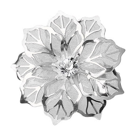 Napkin Ring Stainless Steel Silver Flower Decor For Dinner Table Wedding Banquet Party 1 Pack