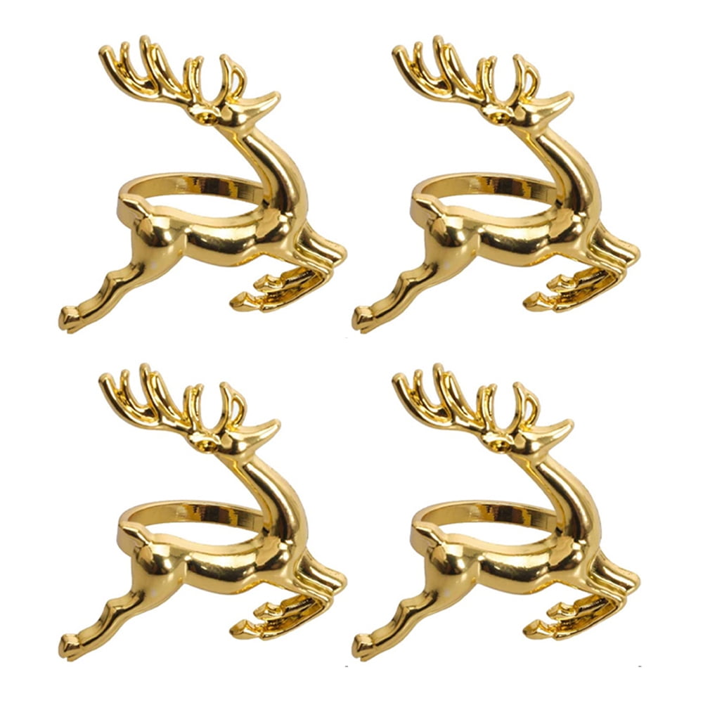 Napkin Rings, 4Pcs Gold Elk Chic Napkin Rings for Place Settings ...