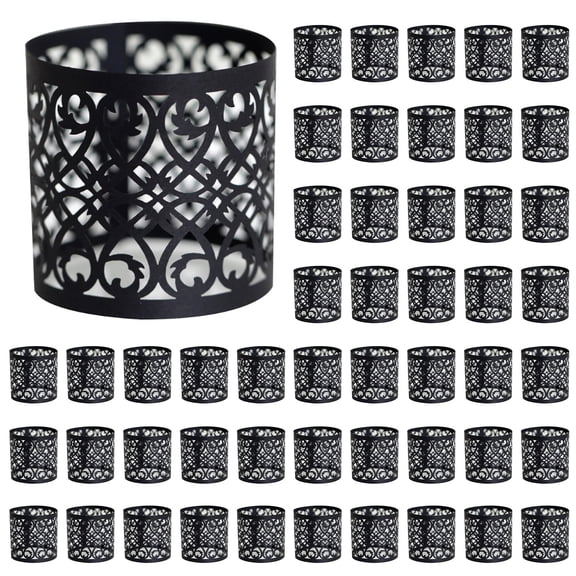 Napkin Rings (Cloth Napkin Holders, Dinner Napkin Wraps), 50 Pcs Black Disposable Napkin Rings, Cut Foil Paper Rings for Table Decor, Napkin Rings, Table Setting, Dinner Decor, Party Accessories