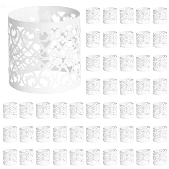 Napkin Rings (Cloth Napkin Holders, Dinner Napkin Wraps), 50 Pcs White Disposable Napkin Rings, Adhesive Foil Paper Rings for Weddings, Napkin Rings, Table Setting, Dinner Decor, Party Accessories