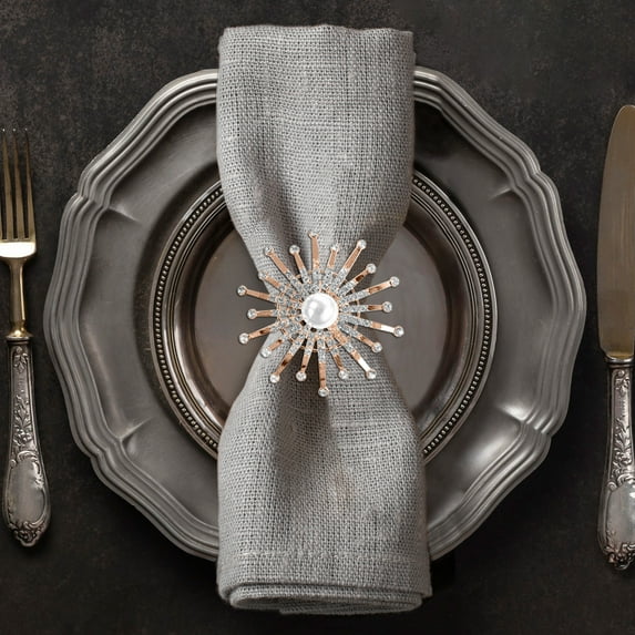 Gold Napkin Rings Holder Festive Table Decor Setting and Favor for Thanksgiving Fall Autumn Holiday Wedding Birthday Thanksgiving Banquet Housewarming Gift Set of 12